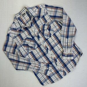 Salt Valley Western Pearl Snap Button Up Shirt Men Medium M Red White Blue Plaid
